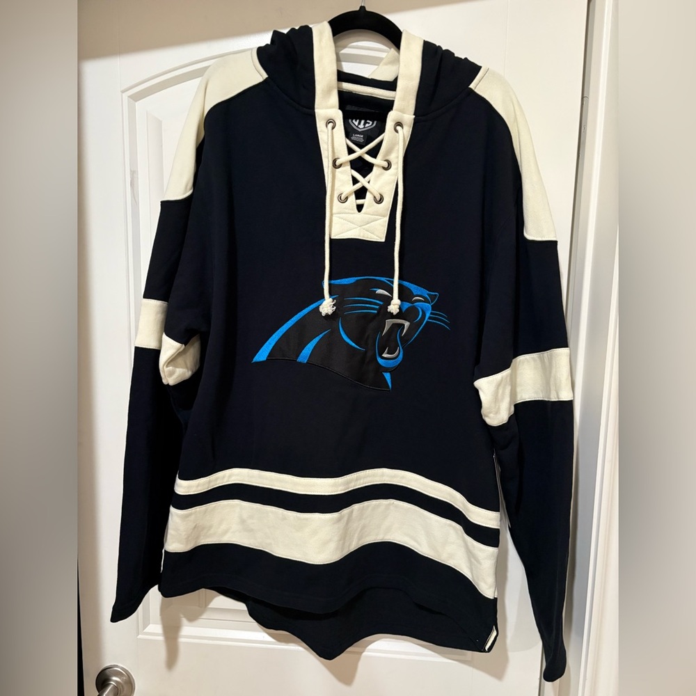 OTS Carolina Panthers NFL Grant Lace Up Hockey Men’s Hoodie Sweatshirt Large NWT